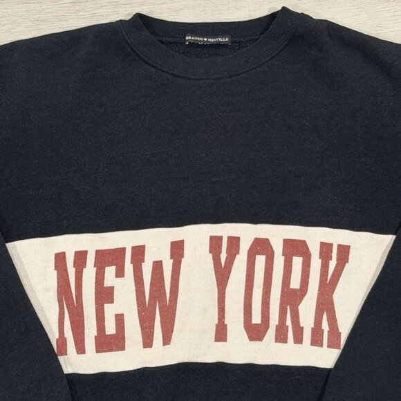 Brandy Melville New York Crewneck Sweatshirt Navy One Size 2010s Excellent - Picture 3 of 4